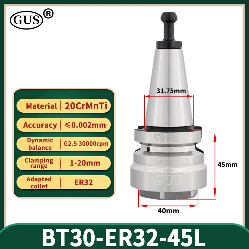 GUS BT30 BT40 SK40 Built-in Tool Holder ER25 ER32 30L 35L 45L Collet Chuck G2.5 30000 High Precision ≤0.002mm Spindle Toolholder