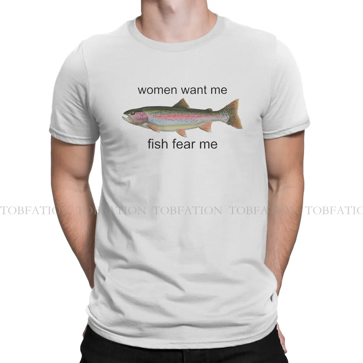 Women Want Me Fish Fear Me Colorful Fish Funny Men T Shirt Cotton Punk Crewneck TShirt Harajuku Streetwear