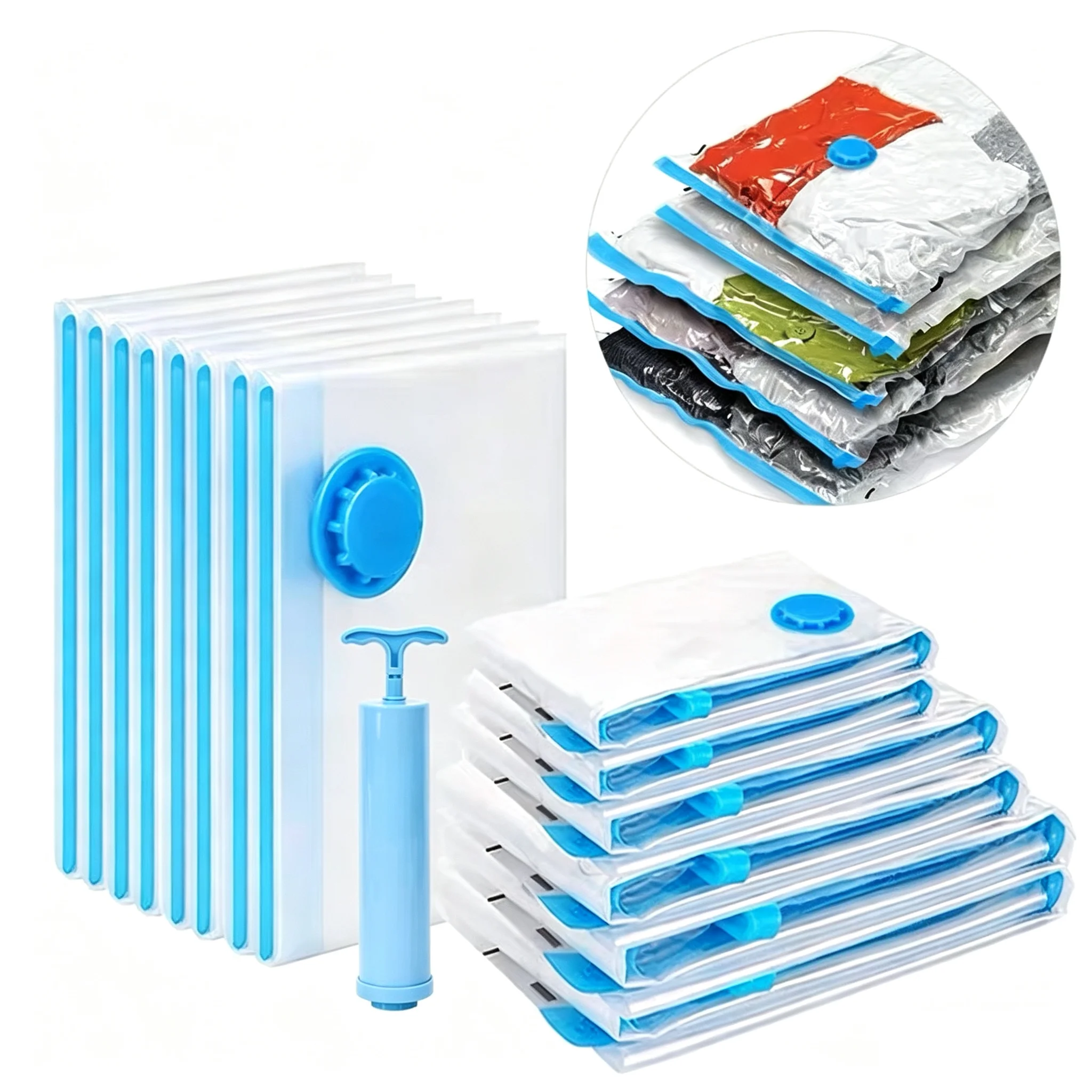4/8PCS Vacuum Storage Bags - Space Saving for Clothes & Bedding, Vacuum Seal Packets, Folding Compressed Organizer Bags