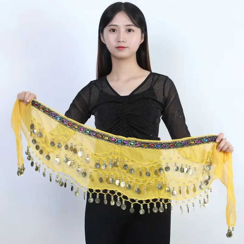 Belly Dance Crystal Rhinestone Belt Scarf for Dance Fitness Practice Beginner Friendly Ethnic Waist Chain for Women