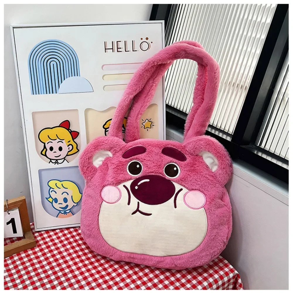 Cute Lotso Cartoon Plush Shopping Shoulder Bag Fashion Personality Comfortable Feel Durable Quality High-capacity Bags for Girls