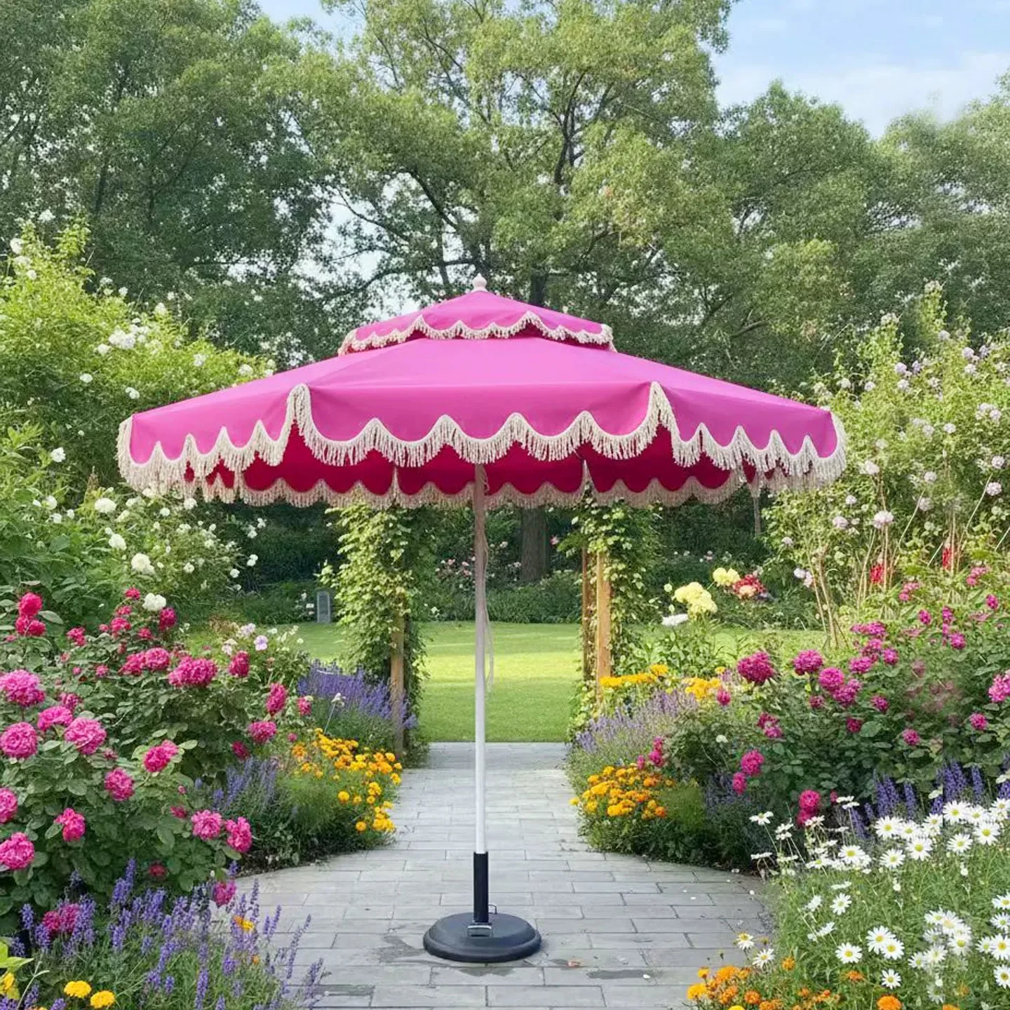 Custom Logo Double-layered Wave Umbrella Modern Aluminum Windproof Sun Outdoor Garden Patio Umbrella for Beach