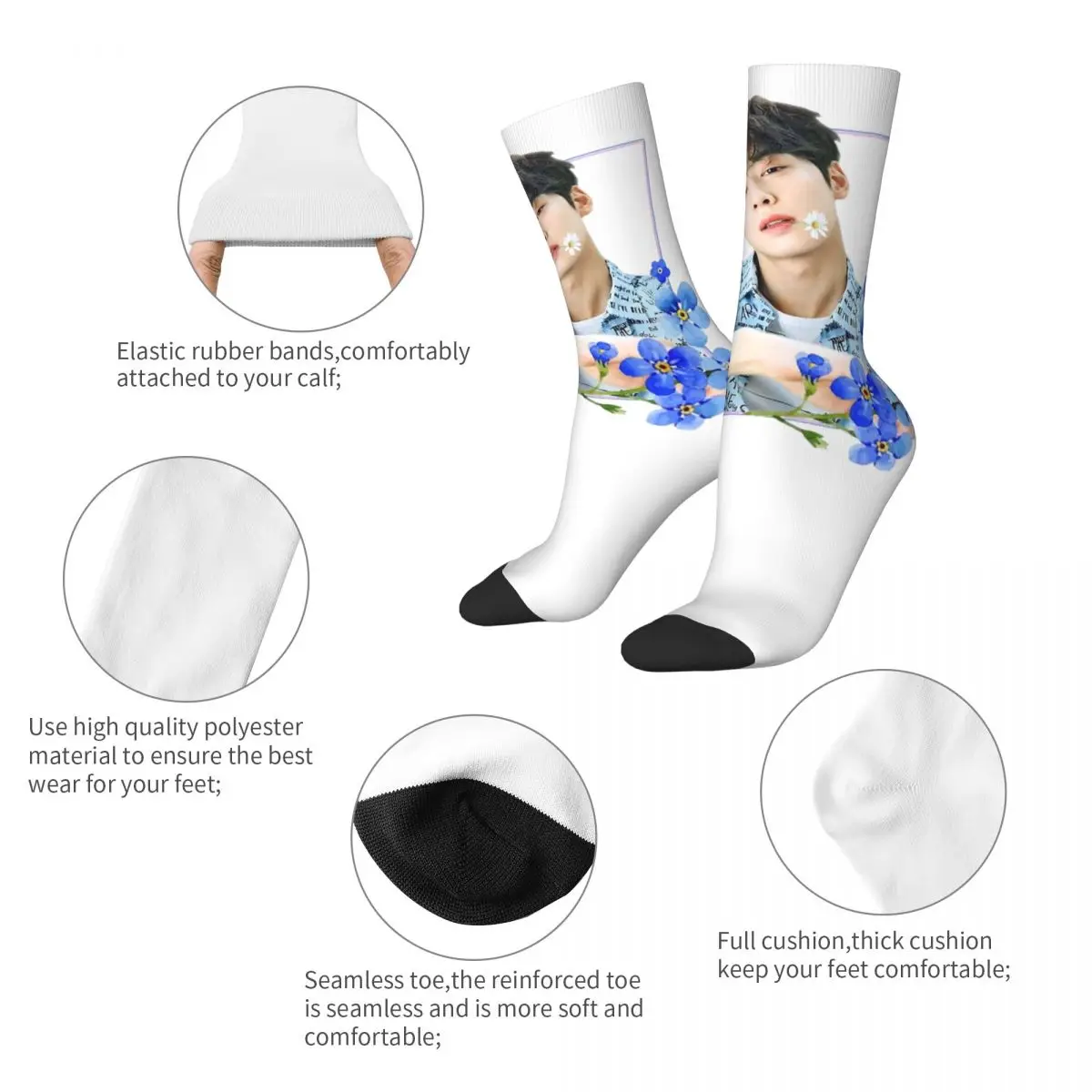 Fashion Male Men Socks Hip Hop Cha Eun Woo Kpop Sock High Quality Women's Stockings Spring Summer Autumn Winter