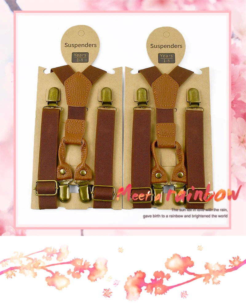 1Pc Deepeel 2.5*65cm Solid Color Children's Suspenders 4 Clips Y-shaped Braces Adjustable Elastic Band Jeans Pants Hanger Male