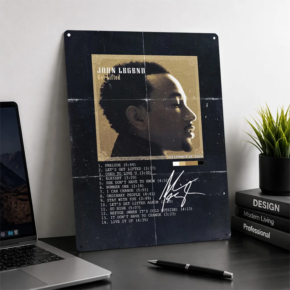 John Legend Poster Musical Wall Art Customized Retro Metal Tin Sign for Studio Bedroom Home Decor Music Fan Gift Room Decoration
