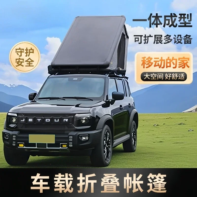 Roof aluminum alloy semi-automatic triangular tent, quick-opening camping tent self-driving travel rainproof car tent