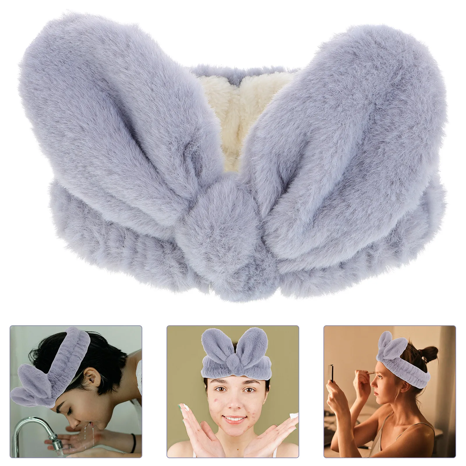 

Kawaii Bunny Ear Headband for Skincare Face Washing Makeup Routine Spa Use Adjustable Secure Fit Hairband for All Hair Types