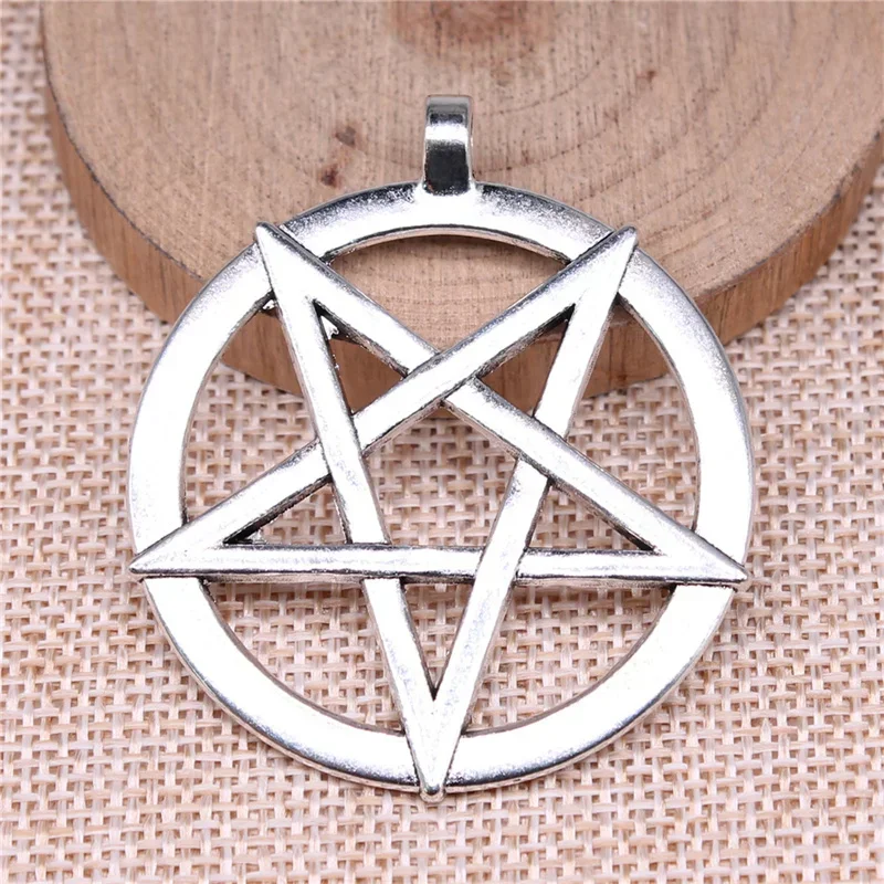 1pcs 51x44mm Antique Silver Color Inverted Pentagram Star Charms Pendant Designer Charms Fit Jewelry Making DIY Jewelry Findings