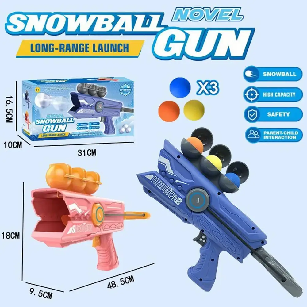 Schneeballwerfer, Spielzeug für Kinder, Outdoor-Maker, Werfer mit Griff, 3 runde Schneebälle, Outdoor-Interaktionsspiel für den Winter