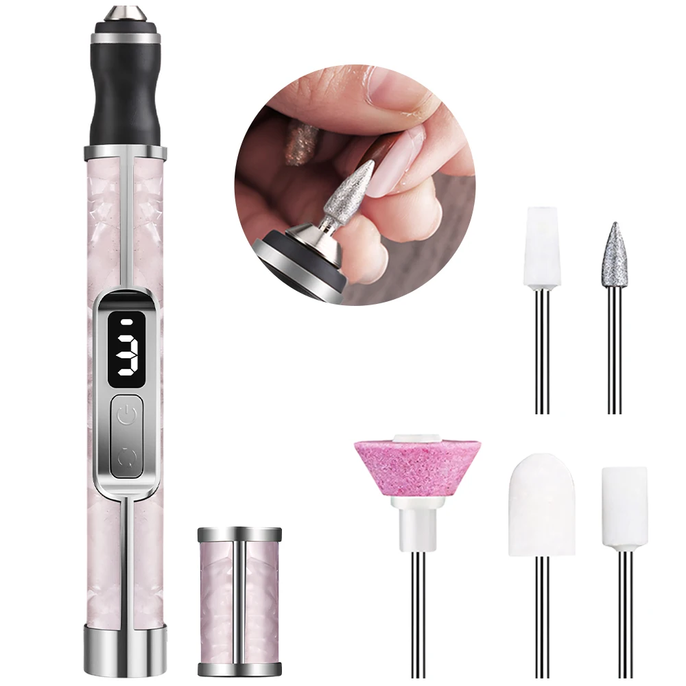 طقم مثقاب أظافر كهربائي قابل لإعادة الشحن مع شاشة LED، آلة مبرد أظافر محمولة لتلميع أظافر جل الأكريليك في المنزل، صالون #1