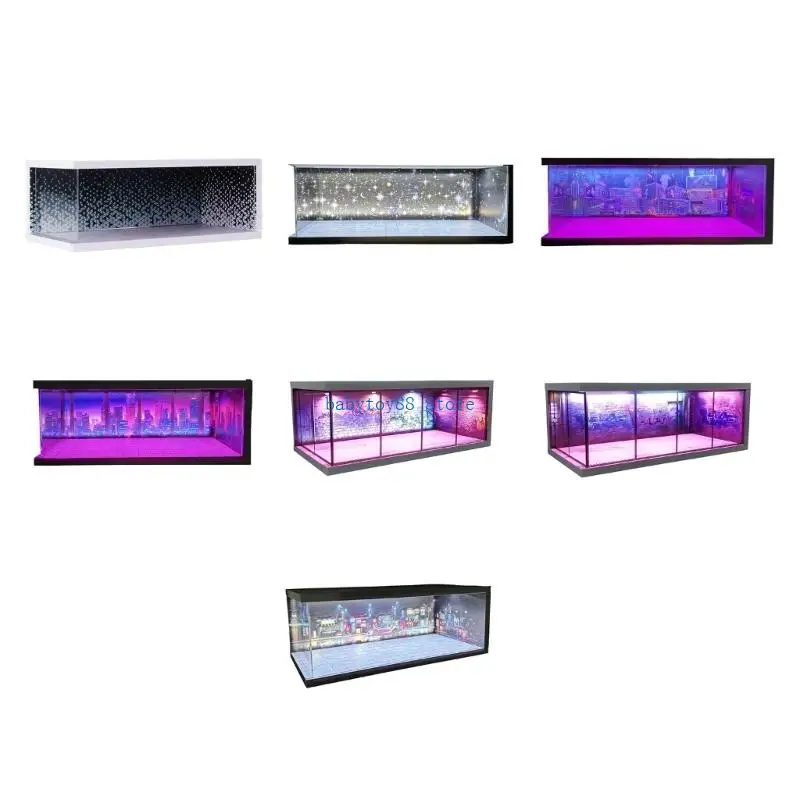 Y4UD Stackable PVC Model Car Display Stand with LED Light for Collector Layouts