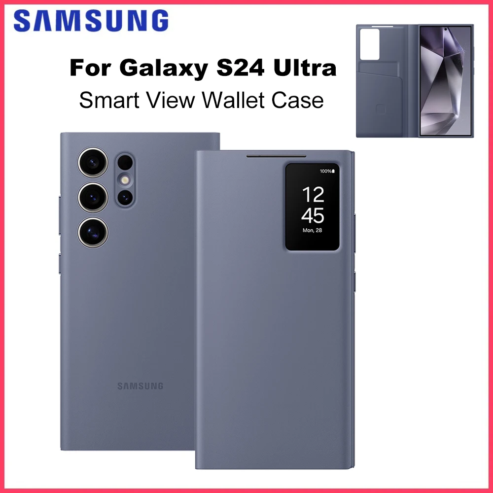 Original Samsung Smart View Wallet Smartphone Case for Galaxy S24 Ultra Smart View Wallet Flip Case EF-ZS928