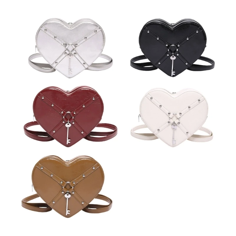 Novelty Heart Shaped PU Leather Shoulder Purse Compact Bag for Trendy Ladies Dropship