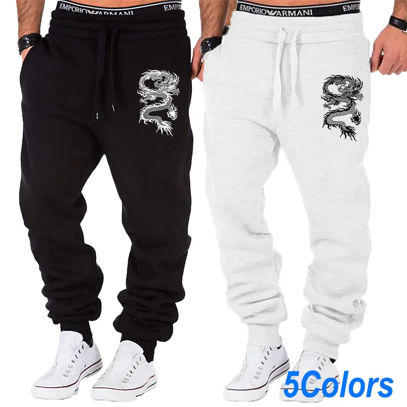 

Sports pants Spring and Autumn Dragon printed jogging pants Leisure sports men's fitness jogging pants 5 colors