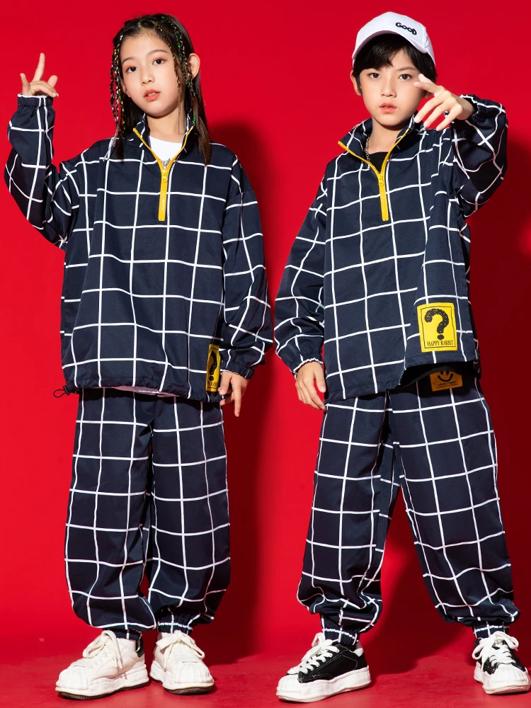 2022 Kids Hip Hop Clothing Boys Girls Tops Pants Loose Long Sleeved Kpop Outfit Jazz Dance Costume Street Dance Rave Wear BL9321