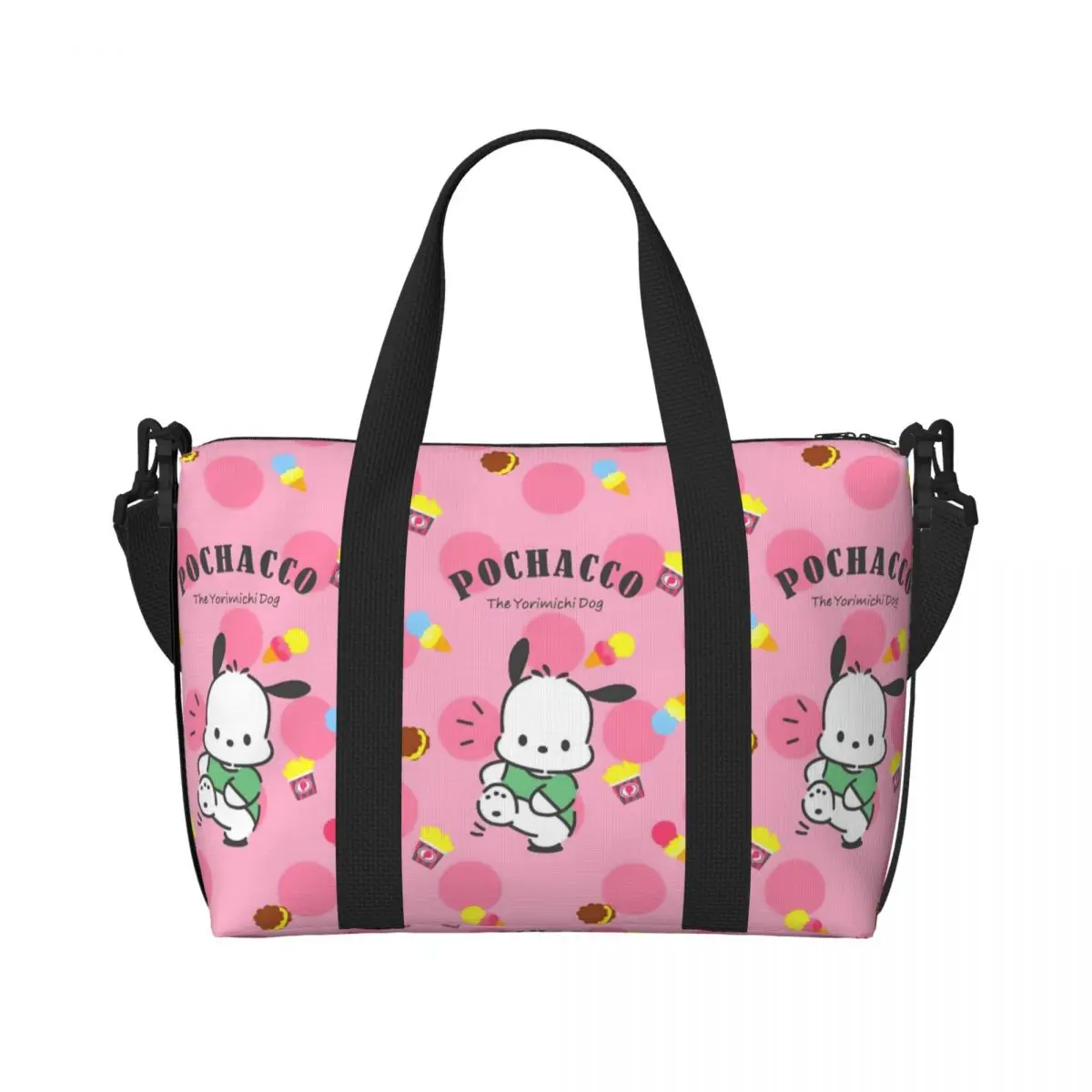 

Custom Pochacco Cute Cartoon Beach Tote Bag Women Fashion Film Big Compartment Beach Gym Travel Bags