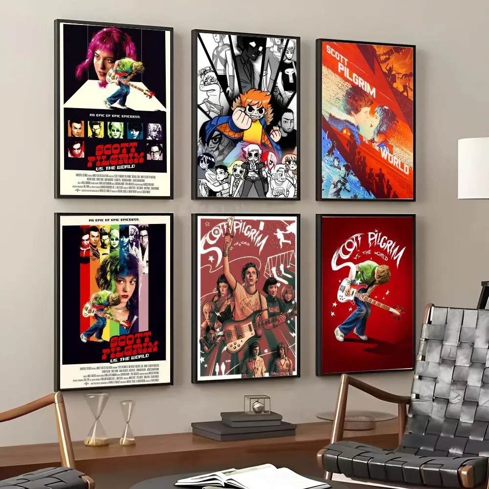 Movie Scott P-Pilgrim VS The World Painting Calligraphy Cotton Canvas Wall Art Poster Quality Decor Painting for Home Decor