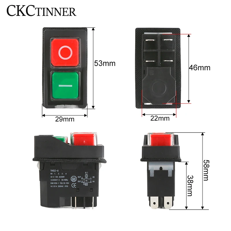 110V 220V Garden Tools Electromagnetic Starter Push Button Switches Machine Tool Equipment IP55 Waterproof Safety with 28A