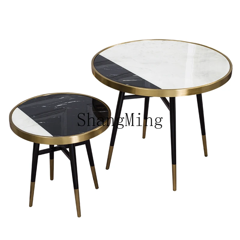 

CL simple modern small apartment marble combination light luxury edge few household living room stainless steel corner few