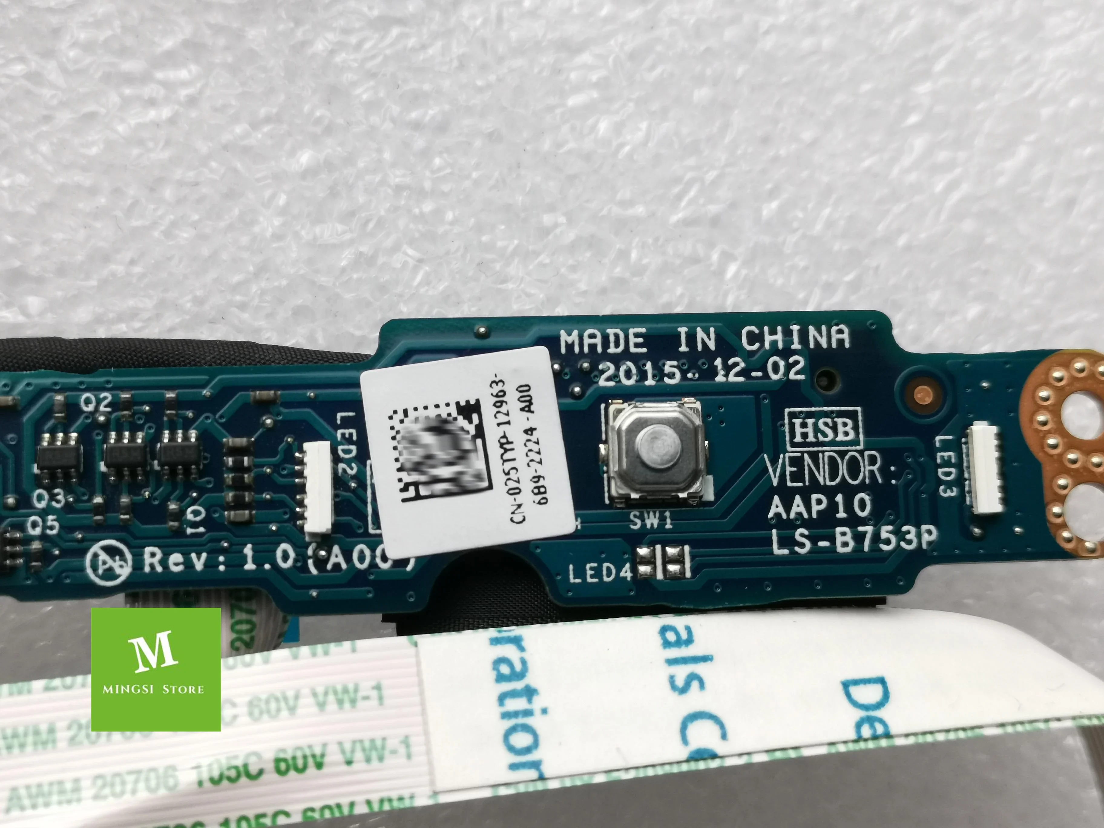 FOR DELL 15 17 R1 R2 R2 R3 POWER BUTTON BOARD W CABLE LS-B753P 025TY 0025TY