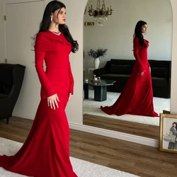 Customized    Satin Draped Valentine's Day A-line O-Neck Bespoke Occasion Gown Long es Saudi Arabia  Dresses