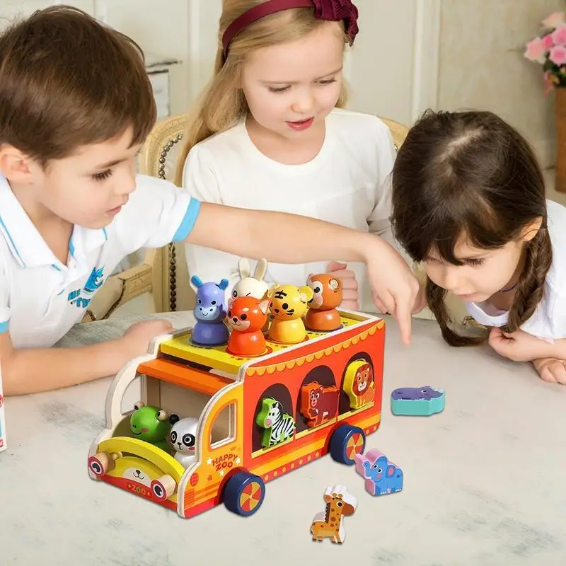 

Kids Animal Circus Toys Educational Shape Matching Game Car Preschool Learning Activity Playset For Kids Children Boys Toddler