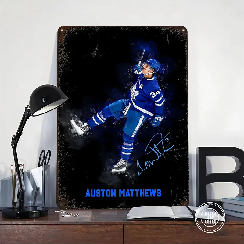 Auston Matthews Printed Posters Customizable Wall Art Retro Vintage Metal Tin Signs for Home Room Bar Accessories Office Decor