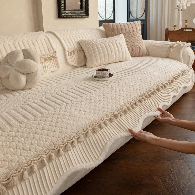 Furniture Cover Thickened Sofa Pads Widened Edge Design Sofa Towels with Short Plush Soft and Comfortable Car Cover Blanket 1pcs