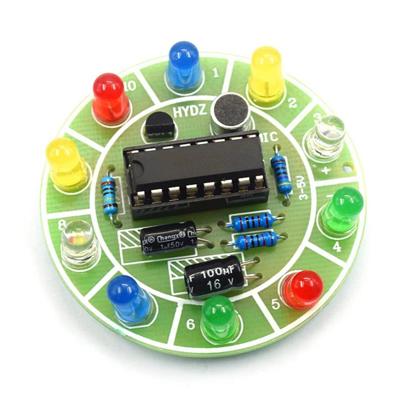 CD4017 colorful voice control rotating LED light kit electronic manufacturing diy kit spare parts student Laboratory