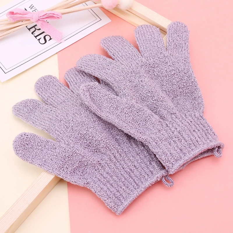 2Pcs Shower Bath Gloves Exfoliating Loofah Body Scrubber Wash Skin Spa Massage