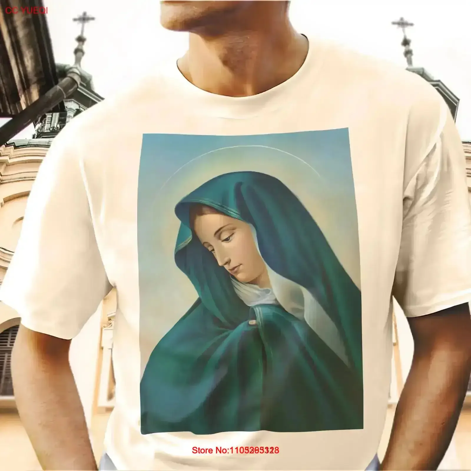 T-shirt chrétien Notre-Dame des Douleurs V8 – Vêtement religieux vintage délavé pour homme, mode élégante et légèrement stylée