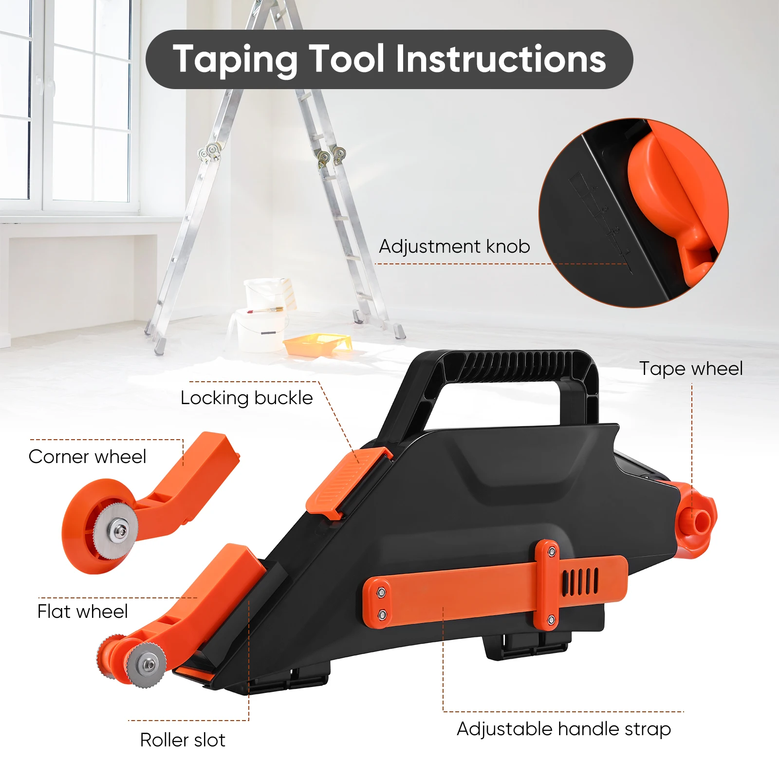 أداة توصيل ألواح الجبس موزع الطين ومجموعة بناء ملء المفاصل مع أسطوانة الزاوية الداخلية القابلة للعكس لليد اليمنى/اليسرى #3