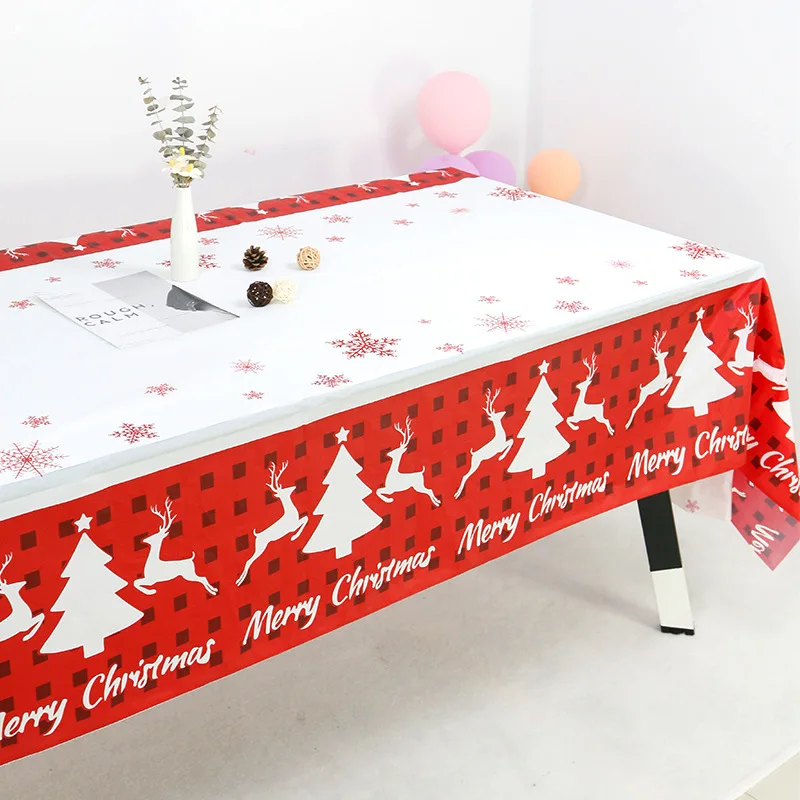 1PC Disposable Tablecloth Snowflake Reindeer Christmas Party Tablecloth Independent Packaging Holiday Party Tablecloth Wholesale