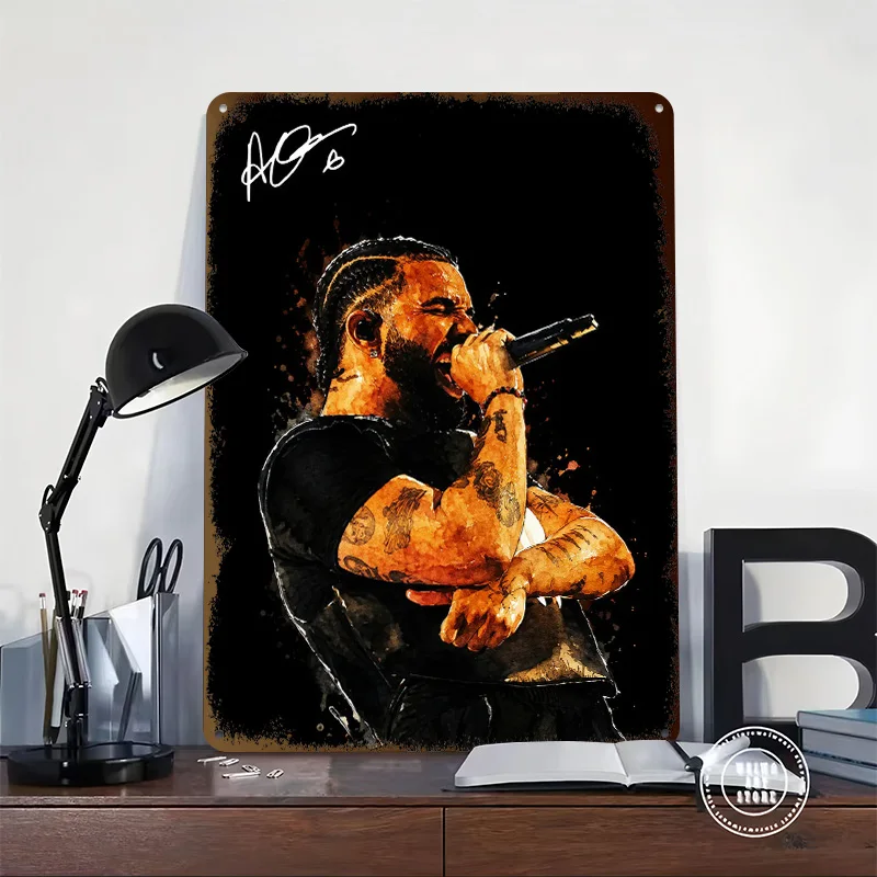 Drake Performing Live Poster Retro 3D Printed Metal Signs Customized Wall Hanging Gift for Decoration Living Room Accessories