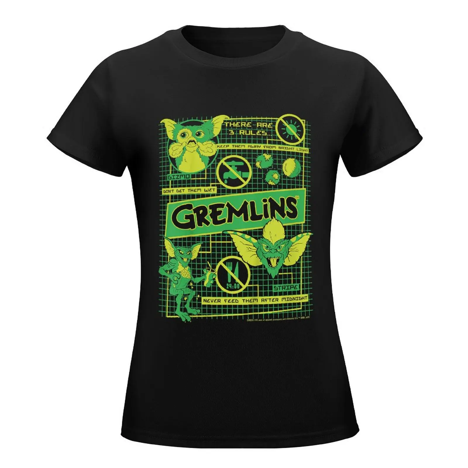 Kids Gremlins Three Rules Schematics T-Shirt kawaii clothes summer top workout t shirts for Women