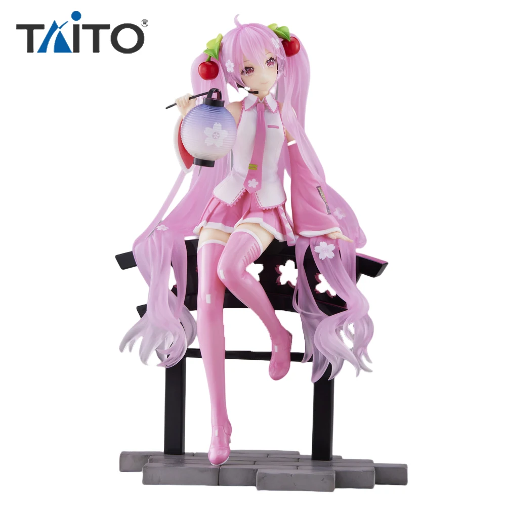 

In Stock Original TAITO Hatsune Miku Sakura Series Anime Figure Cute Kawaii Sitting Posture Boxed Collectible Model Doll Toy