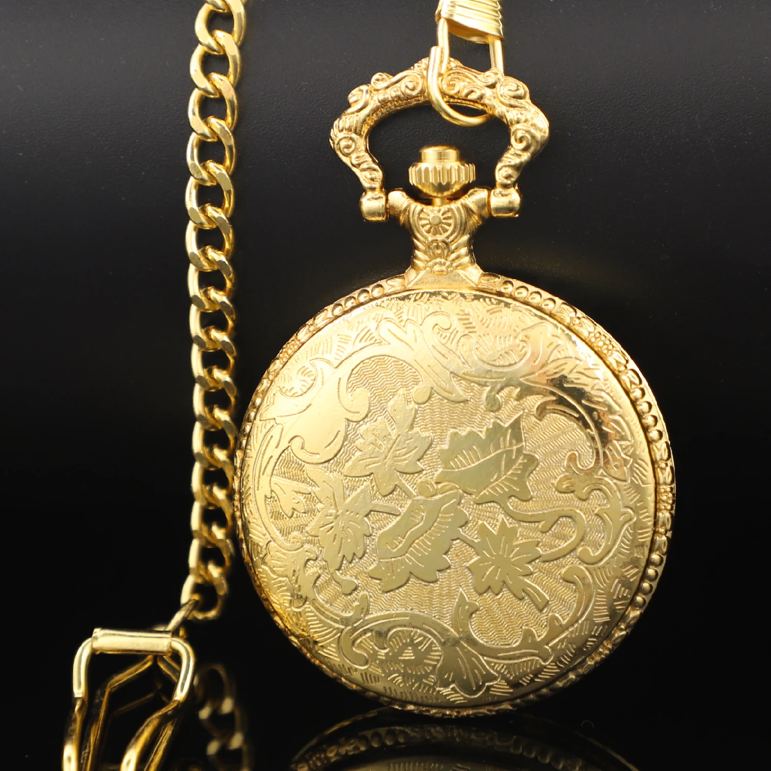 Креативные золотые нежные резные узоры с щитом для женщин и мужчин, кварцевые карманные часы, аналоговые карманные часы из ротанга с цветочным принтом, Reloj De Madera