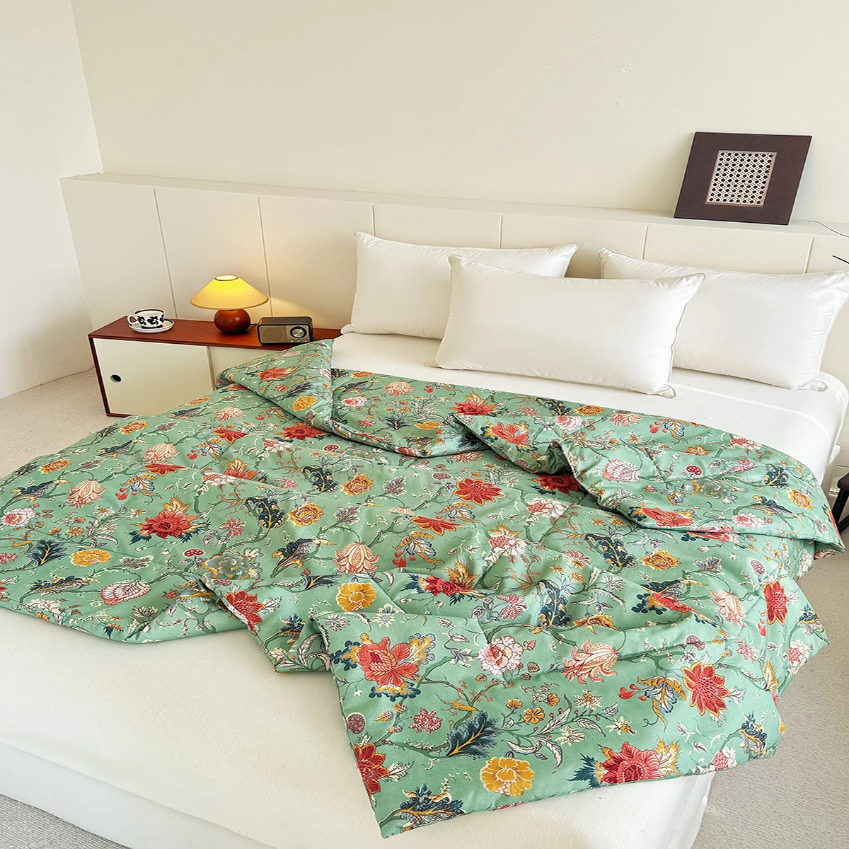 Pastoral Style Floral Summer Quilt (Only 1 Quilt, No Pillowcases or Pillows), Soft and Skin-Friendly Air Conditioner Quilt