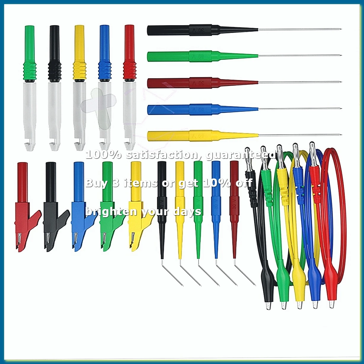 Digital Multimeter Test Lead Kit, Alligator Clip to 4MM Banana Plug, with Test Probe Back Probes Kit