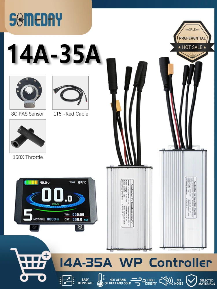 AliExpress NONE Ebike KT Sine Wave Controller 36V/48V Waterproof Brushless with Light Function 14A-35A With LCD8H Display For Ebike Accessories