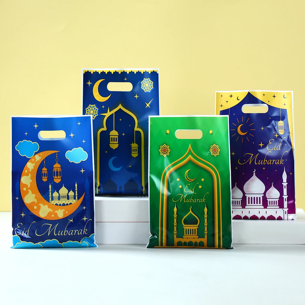 10/25/50Pcs Eid Mubarak Moon Castle Gift Bag Ramadan Kareem Decor 2025 For Home Islamic Muslim Party Supplies Star Candy Bag