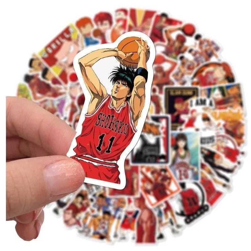 50pcs Slam Dunk Anime Sakuragi Hanamichi Rukawa Maple Sticker Notebook Sticker Waterproof DIY Handbook Sticker Gift Wholesale