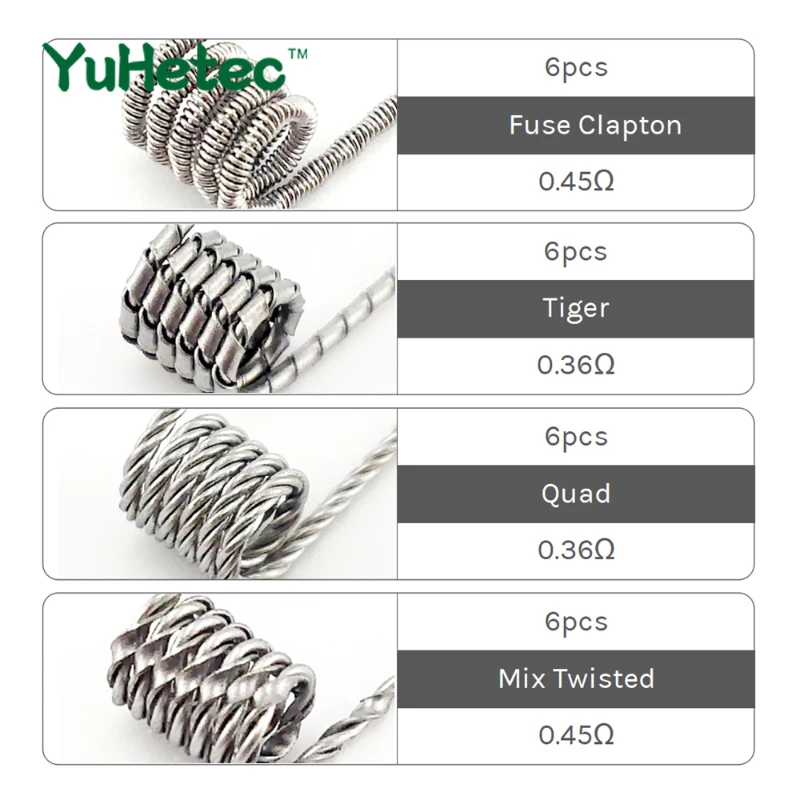 ขดลวดสายยูเอสบีไทเกอร์8 in 1คอยล์ที่สร้างไว้ล่วงหน้าขดลวดปีศาจ SS316มนุษย์ต่างดาวหลอมรวมกับ V1.5ห่วง rdamachine DIY