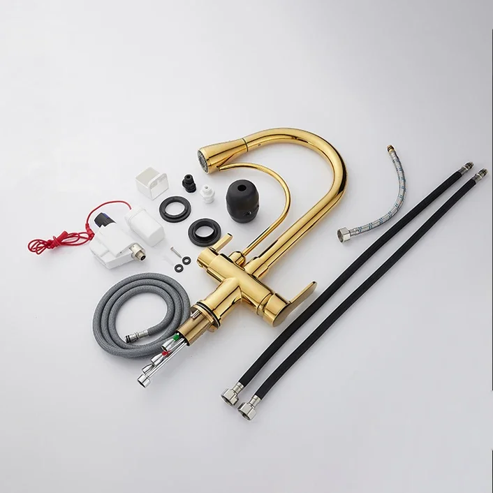 Gold Touch Filter Kitchen Faucet with Pull Down Sprayer Hot Cold Pull Out Kitchen Sink Mixer Tap Sensor Touch Filter Kitchen Tap