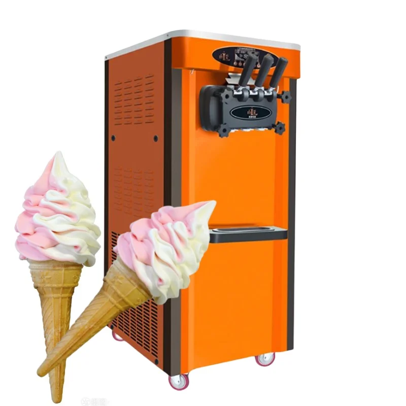 25l/H Low Noise Three Flavors Soft Serve Ice Cream Machine Stainless Steel Ice Cream Machine Sundae Freeze Cone Maker