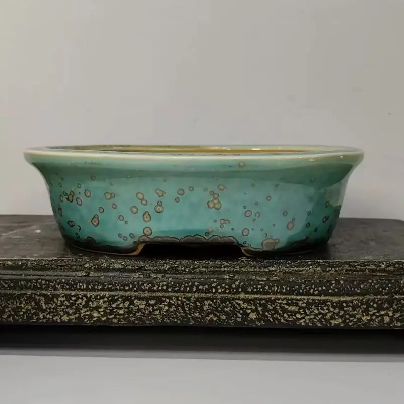

2025 Hot sale Oval shaped glazed Yixing bonsai pot