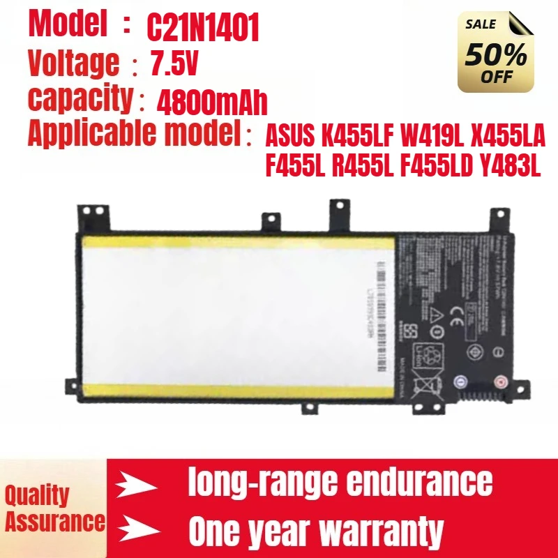 C21N1401 ASUS notebook battery for ASUS K455LF W419L X455LA F455L R455L F455LD Y483L high quality battery 7.5V 4800mAh