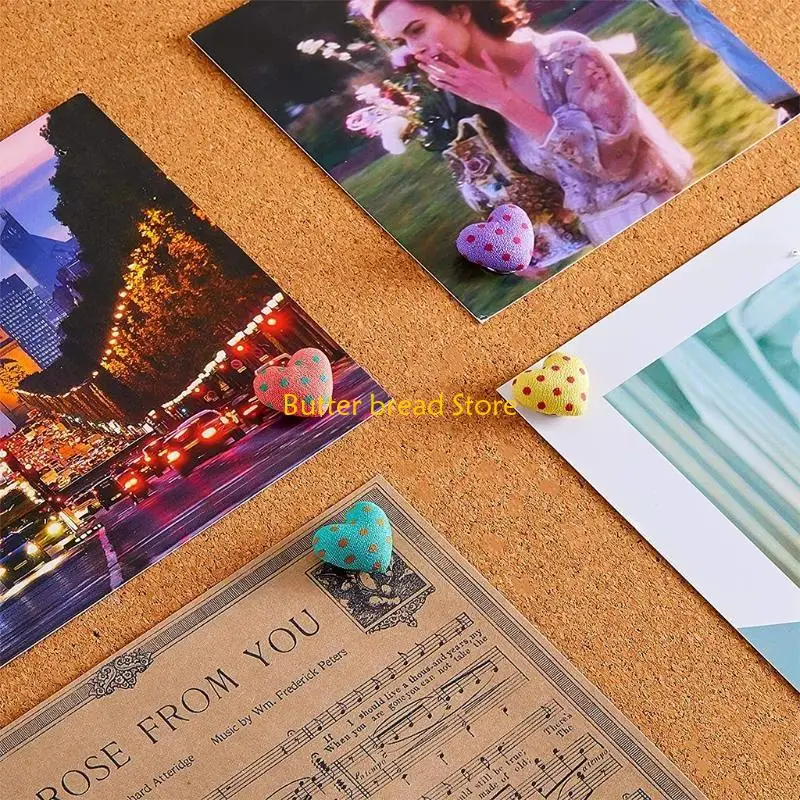 W89C 60 Pcs for Creative Heart Colored Pushpins Home Kindergarten School Office Photo Wall Decoration Supplies with Box