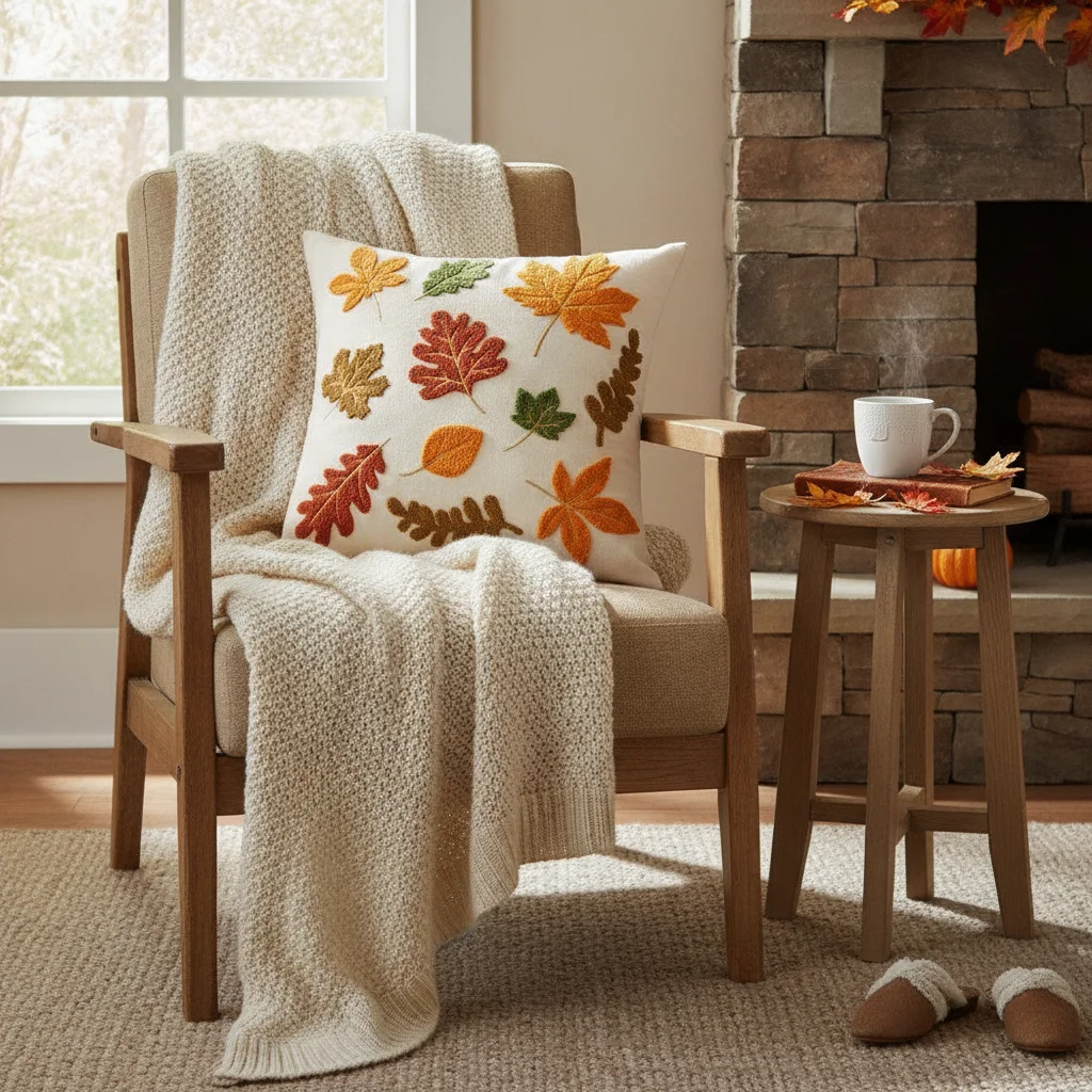 New Pumpkin Tufted Throw Pillow Cover Rustic Style Maple Leaves Cushion Cover Soft Square Autumn Pillowcase Fall Decor