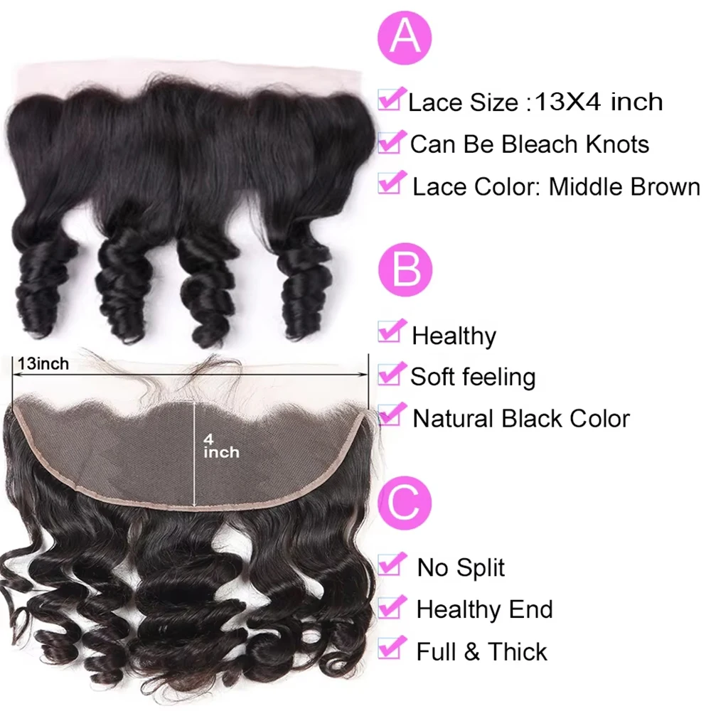 18A Loose Body Wave Bundles With Frontal Closure Peruvian Hair Real Raw Virgin Human Hair Bundles With Frontal Hair Extensions view 3